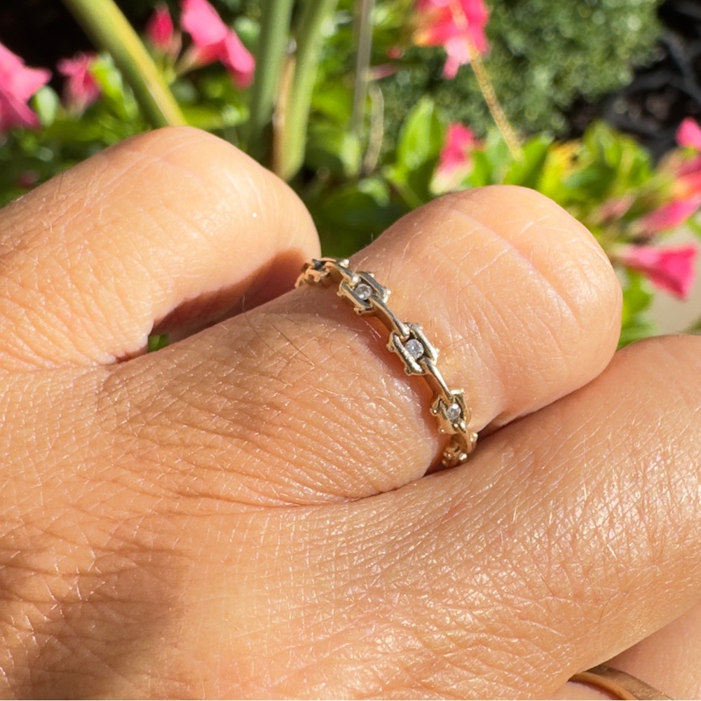 Yellow gold band with diamonds perfect as a stackable